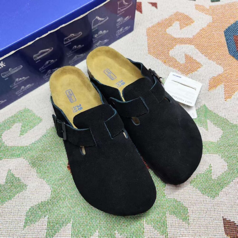 SEALED 🧩Birkenstock Boston NARROW • Black SUEDE • Women's - Picture 2 of 6